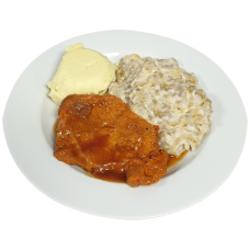 Varkensfiletlap Vleesjus Witlof a la creme Aardappel puree (natriumbeperkt)